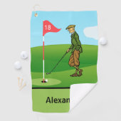 Stich bei Male Golfer am 18. Loch Golfhandtuch (Insitu)