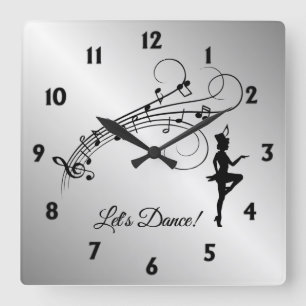 Stich Dance 3 Quadratische Wanduhr