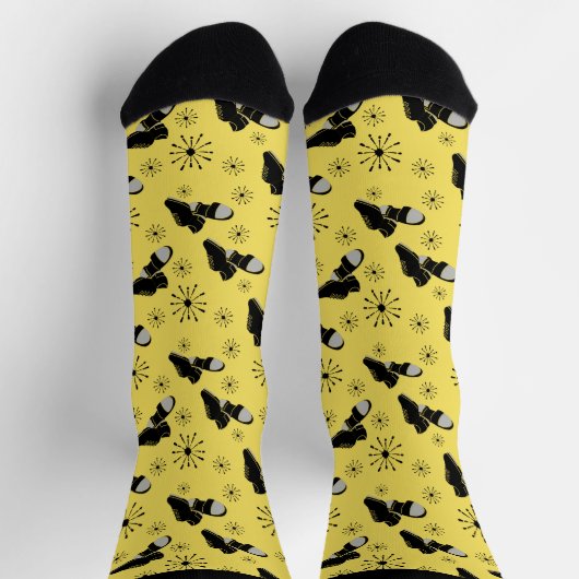 Stich Dancers Gold und Black Stich Shoes Gemustert Socken (Oben)