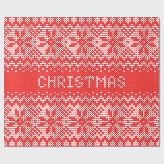 Stich-Muster (Knitted Stitch Pattern)1 Rot/Weiß-ID Geschenkpapier (Flach)