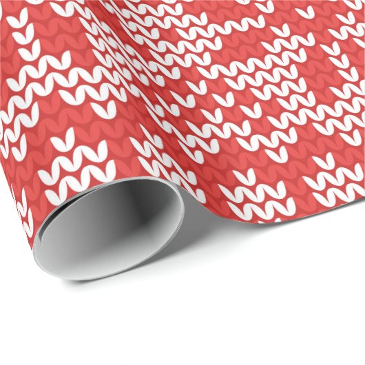 Stich-Muster (Knitted Stitch Pattern)1 Rot/Weiß-ID Geschenkpapier (Rolleneckpunkt)