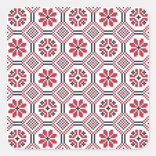 Stich-Muster Quadratischer Aufkleber (Vorderseite)