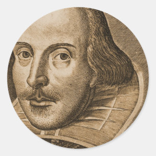 Stiche Shakespeare Droeshout Runder Aufkleber