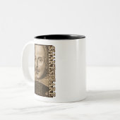 Stiche Shakespeare Droeshout Zweifarbige Tasse (Vorderseite Links)