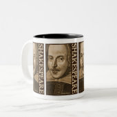 Stiche Shakespeare Droeshout Zweifarbige Tasse (Vorderseite Links)