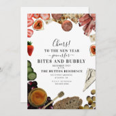 Stiche und bubbly Charcuterie Silvester Party Einladung (Vorne/Hinten)