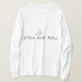 Stick and Roll, lustiger Stick-Mann, der Gitarre s T-Shirt
