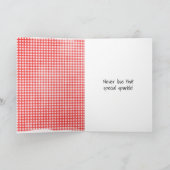 Stick Birthday Gingham Girl mit Red Balloon Karte (Innenseite)