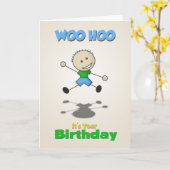 Stick Boy Birthday Card Karte (Gelbe Blume)