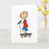 Stick Boy on Scooter Karte (Gelbe Blume)
