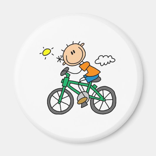 Stick Boy Riding Bicycle Magnet (Vorne)