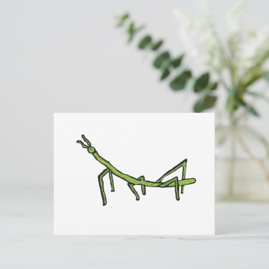 Stick Bug Insekt Postkarte (Stehend Vorderseite)