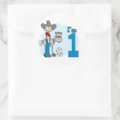 Stick Cowboy 1. Geburtstag Runder Aufkleber (Tasche)