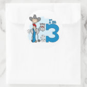 Stick Cowboy 3. Geburtstag Runder Aufkleber (Tasche)