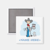 Stick Cowboy N Pferd Magnet (Vorderseite/Rückseite)