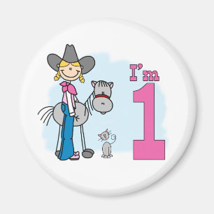 Stick Cowgirl 1. Geburtstag Magnet