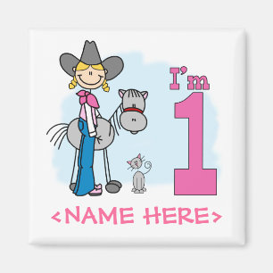 Stick Cowgirl 1. Geburtstag Magnet