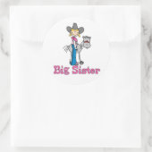 Stick Cowgirl Big Sister Runder Aufkleber (Tasche)