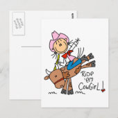 Stick Cowgirl Riding Bull Tshirts und Geschenke Postkarte (Vorne/Hinten)