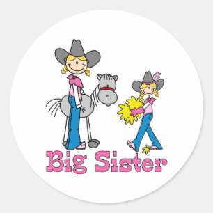 Stick Cowgirls Big Sister Runder Aufkleber