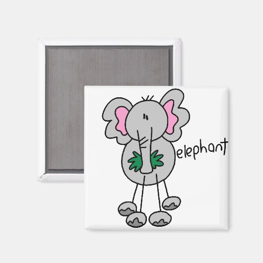 Stick Elephant Magnet (Vorderseite/Rückseite)