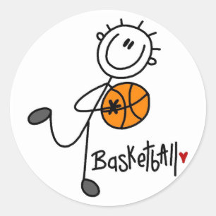 Stick-Figur-Basketball-T-Shirts und Geschenke Runder Aufkleber
