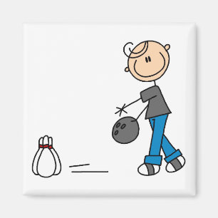 Stick-Figur-Bowling-T-Shirts und Geschenke Magnet