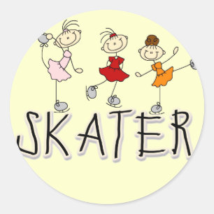 Stick-Figur-Eisläufer T-Shirts und Geschenke Runder Aufkleber
