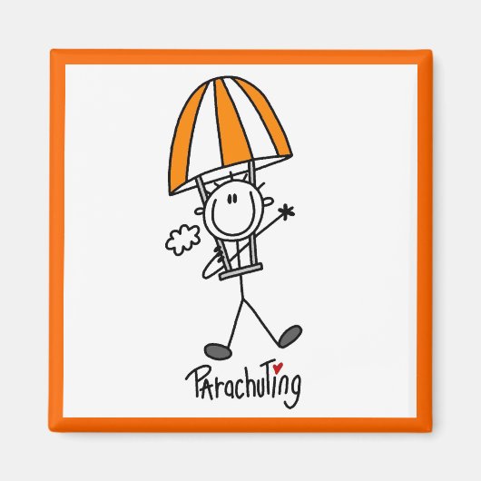 Stick-Figur-Fallschirmspringer-T-Shirts und Gesche Magnet (Vorne)