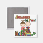 Stick Figur Kids Reading is Fun Magnet (Vorderseite/Rückseite)