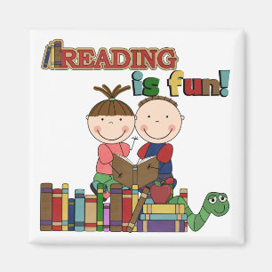 Stick Figur Kids Reading is Fun Magnet