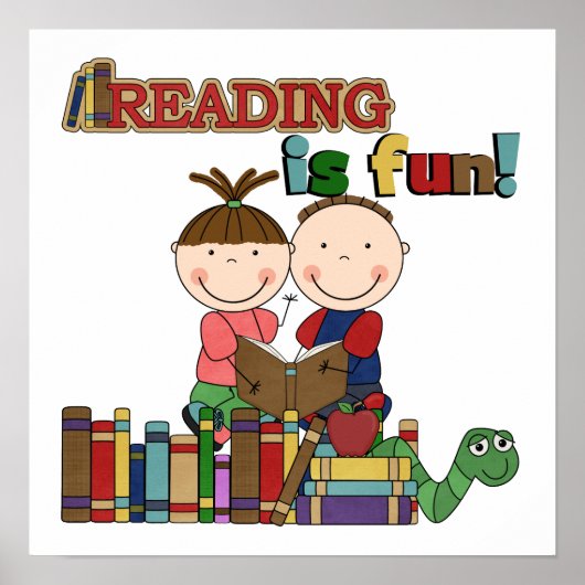 Stick Figur Kids Reading is Fun Poster (Vorne)