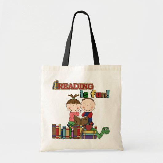 Stick Figur Kids Reading is Fun Tragetasche (Vorne)