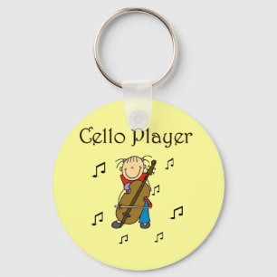 Stick-Figur-Mädchen-Cellospielerin-T-Shirts und Ge Schlüsselanhänger
