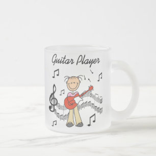 Stick-Figur Mädchen Gitarre-Spieler T-Shirts und G Mattglastasse