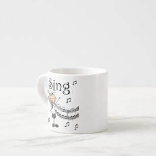 Stick-Figur-Mädchen Ich singe T-Shirts und Geschen Espressotasse