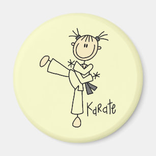 Stick-Figur-Mädchen-Karate-T-Shirts und Geschenke Magnet