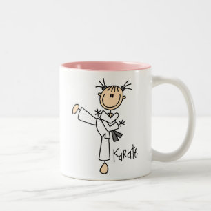 Stick-Figur-Mädchen-Karate-T-Shirts und Geschenke Zweifarbige Tasse