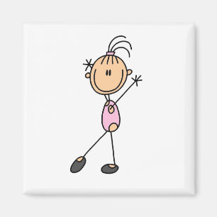 Stick-Figur-Mädchen-Turn-T-Shirts und Geschenke Magnet