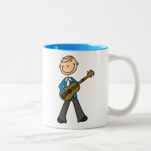 Stick-Figur männlicher Gitarrenspieler T-Shirts un Zweifarbige Tasse