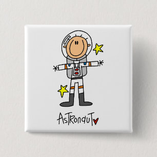 Stick Figure Astronaut T-Shirts und Geschenke Button