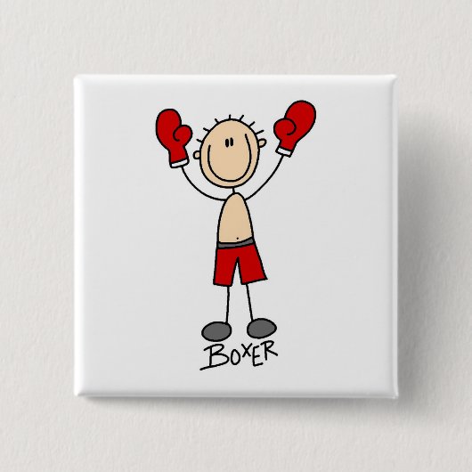 Stick Figure Boxer T-Shirts und Geschenke Button (Vorderseite)