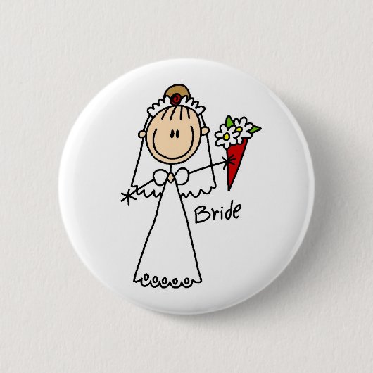 Stick Figure Braut T-Shirts und Geschenke Button (Vorderseite)