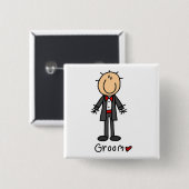 Stick Figure Bräutigam T-Shirts und Geschenke Button (Vorne & Hinten)