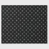 Stick Figure Christmas Cheer White on Black Holida Geschenkpapier (Flach)