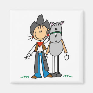Stick Figure Cowgirl mit Pferd T-Shirts Magnet