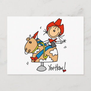 Stick Figure Cowgirl Yee Haw T-Shirts und Geschenk Postkarte