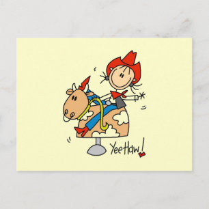 Stick Figure Cowgirl Yee Haw T-Shirts und Geschenk Postkarte