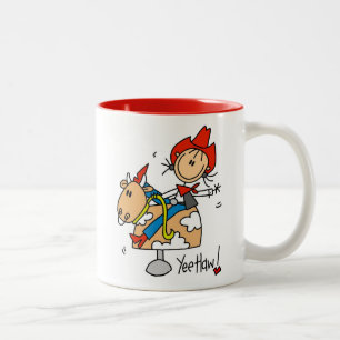 Stick Figure Cowgirl Yee Haw T-Shirts und Geschenk Zweifarbige Tasse