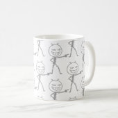 Stick Figure Doodle Nahtloses Muster - Lustig Kaffeetasse (VorderseiteRechts)